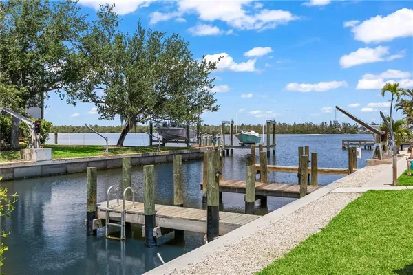 a view of a lake with a outdoor space