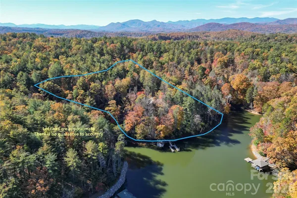 a view of a house with a yard from a lake view