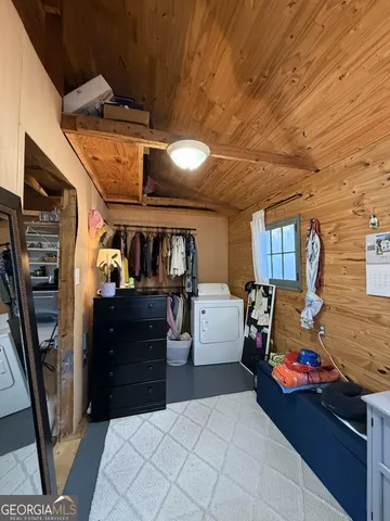 a room with a storage and utility
