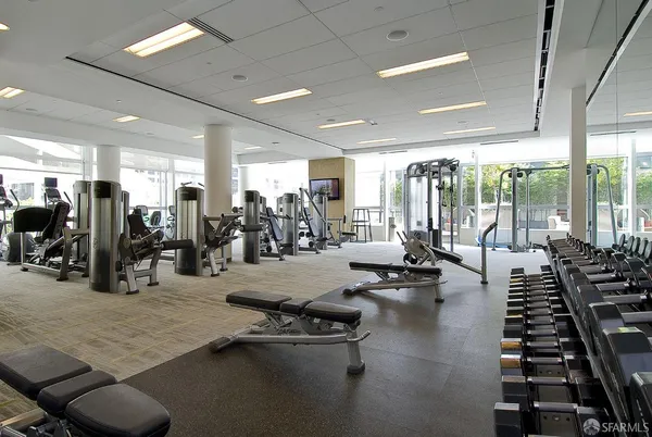 a view of a room with gym equipment