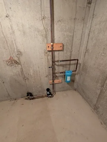 a bathroom with a bathtub