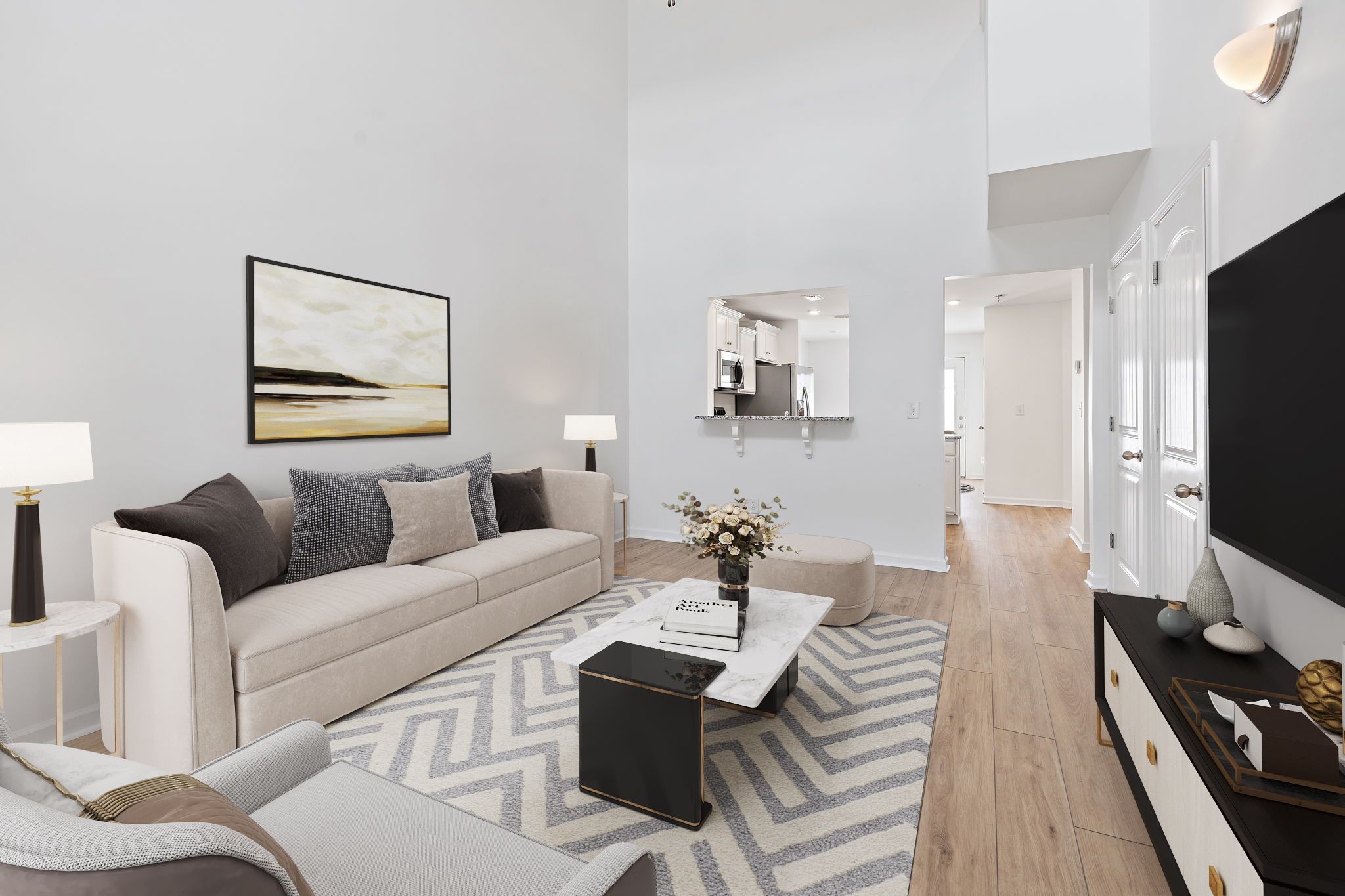 a living room with furniture and a flat screen tv