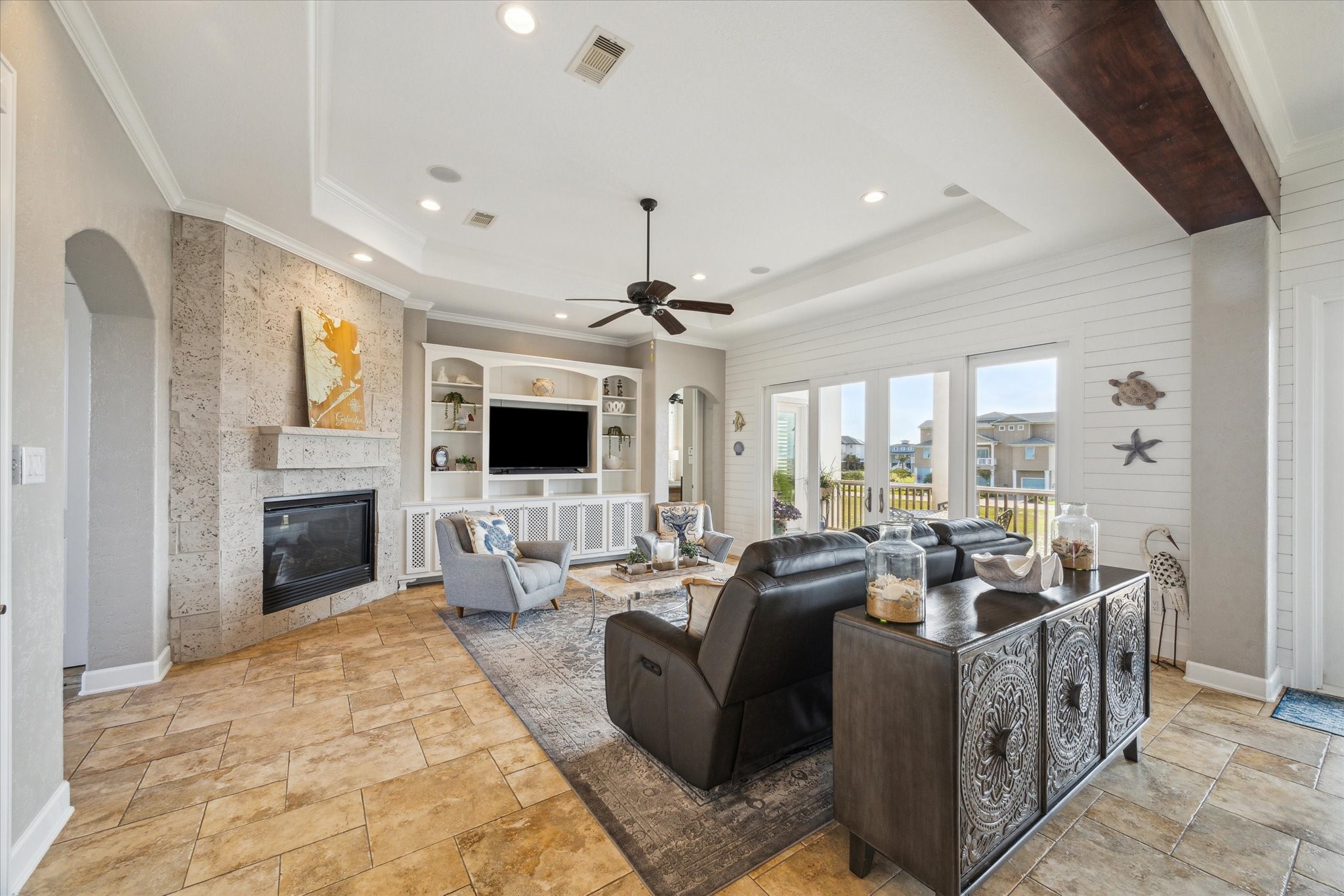 7 Ramrod Hitchcock, TX 77563 - Photo 7 of 41 a living room with fireplace furniture and a flat screen tv