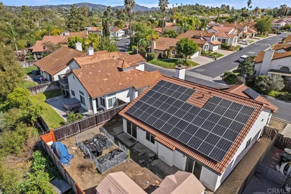 an aerial view of a house