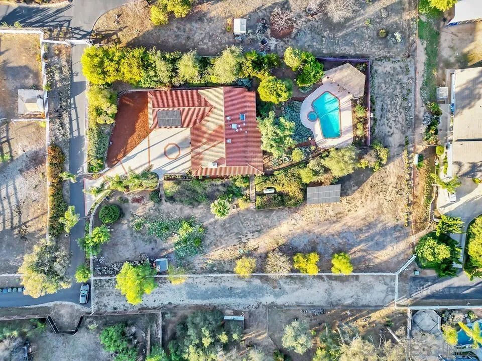 290 North Old Hill Road Fallbrook, CA 92028 - Photo 41 of 47 an aerial view of a house with a yard and swimming pool