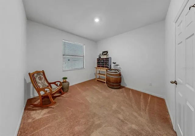 a view of a porch with a backyard