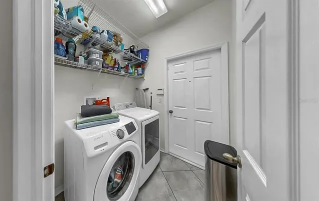 an aerial view of a house with a garden