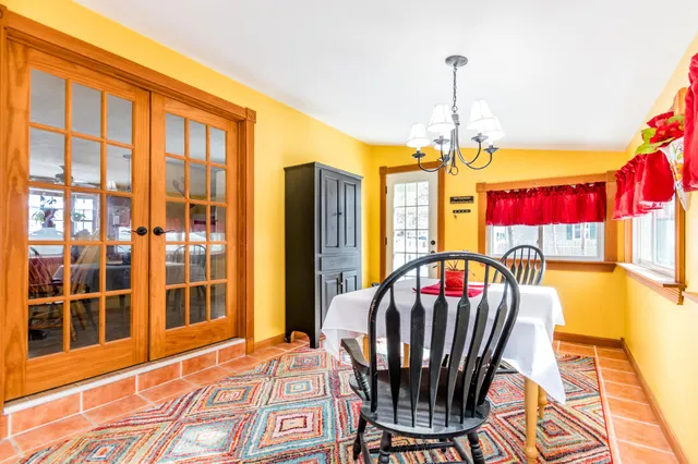 a view of a dining room with furniture water and pool table