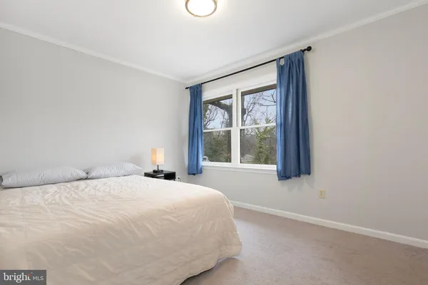 a spacious bedroom with a bed