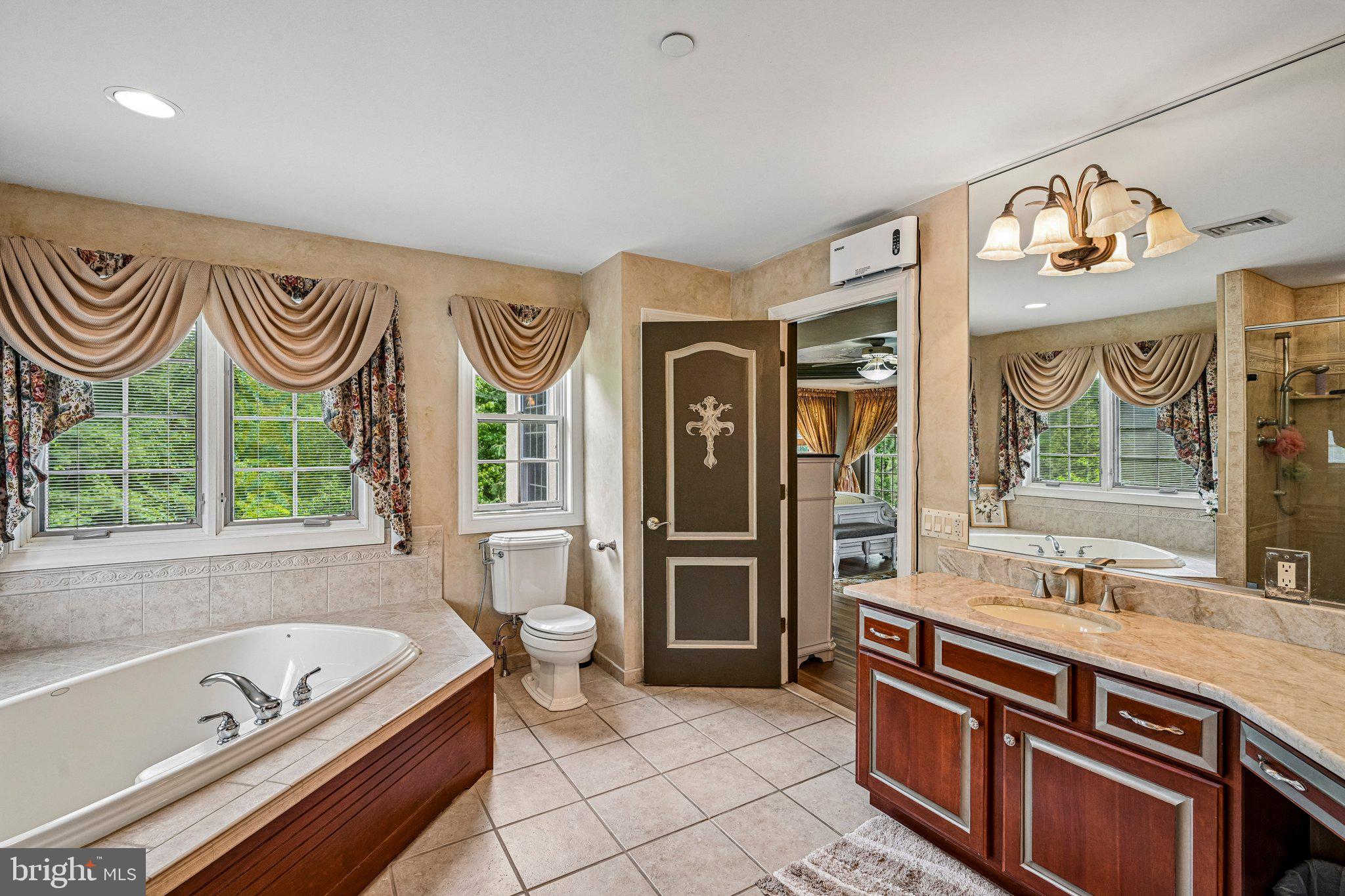 434 Meetinghouse Road Ambler, PA 19002 - Photo 26 of 51 a spacious bathroom with a tub a sink and a large mirror next to a window