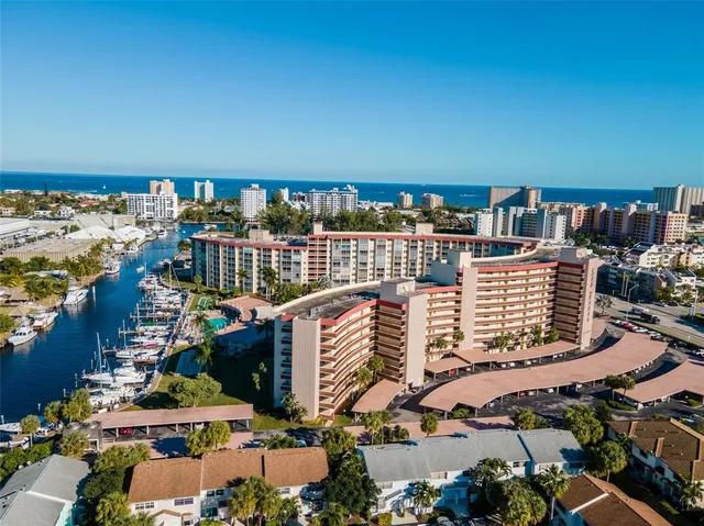 a view of a lake with a city