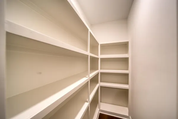 a view of an empty walk in closet