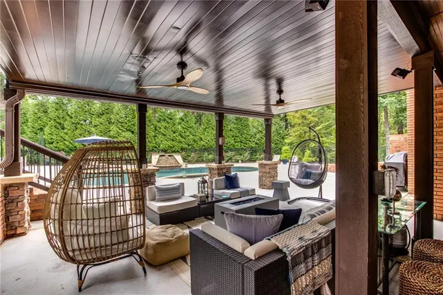 a living room with furniture