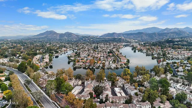 a view of lake and mountain