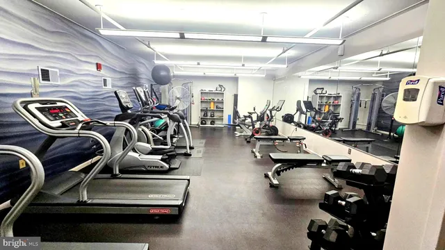 a view of a room with gym equipment