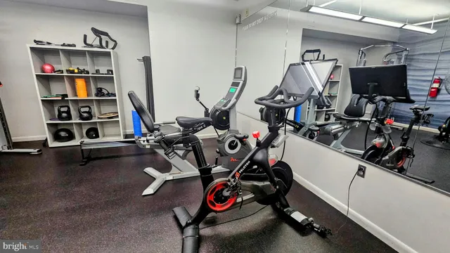 a room with gym equipment