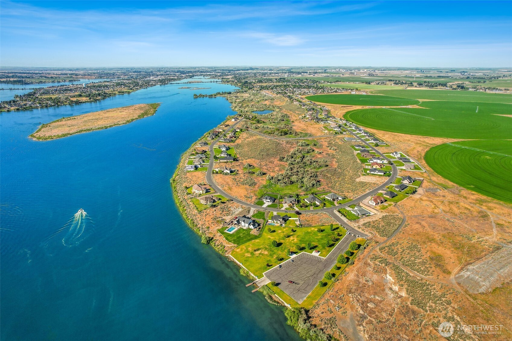 8084 Dune Lake Road Southeast Moses Lake, WA 98837 - Photo 13 of 15 an aerial view of a house with a lake view
