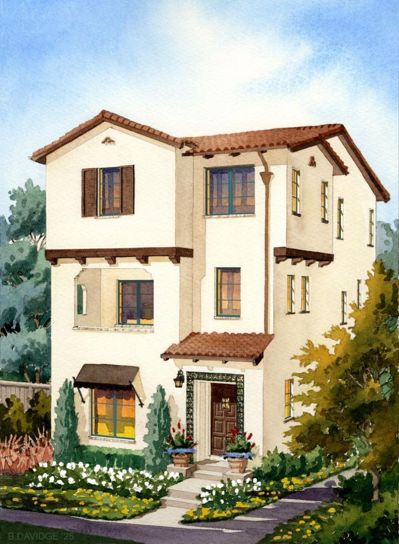 a front view of a residential houses with yard