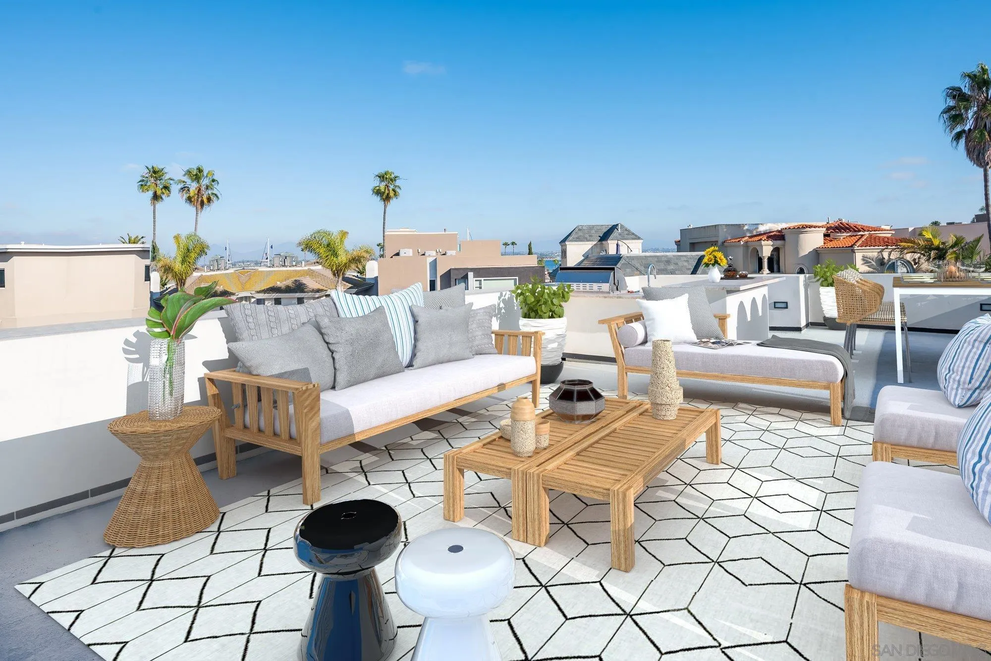 21 Green Turtle Road Coronado, CA 92118 - Photo 46 of 55 a living room with furniture and a chandelier