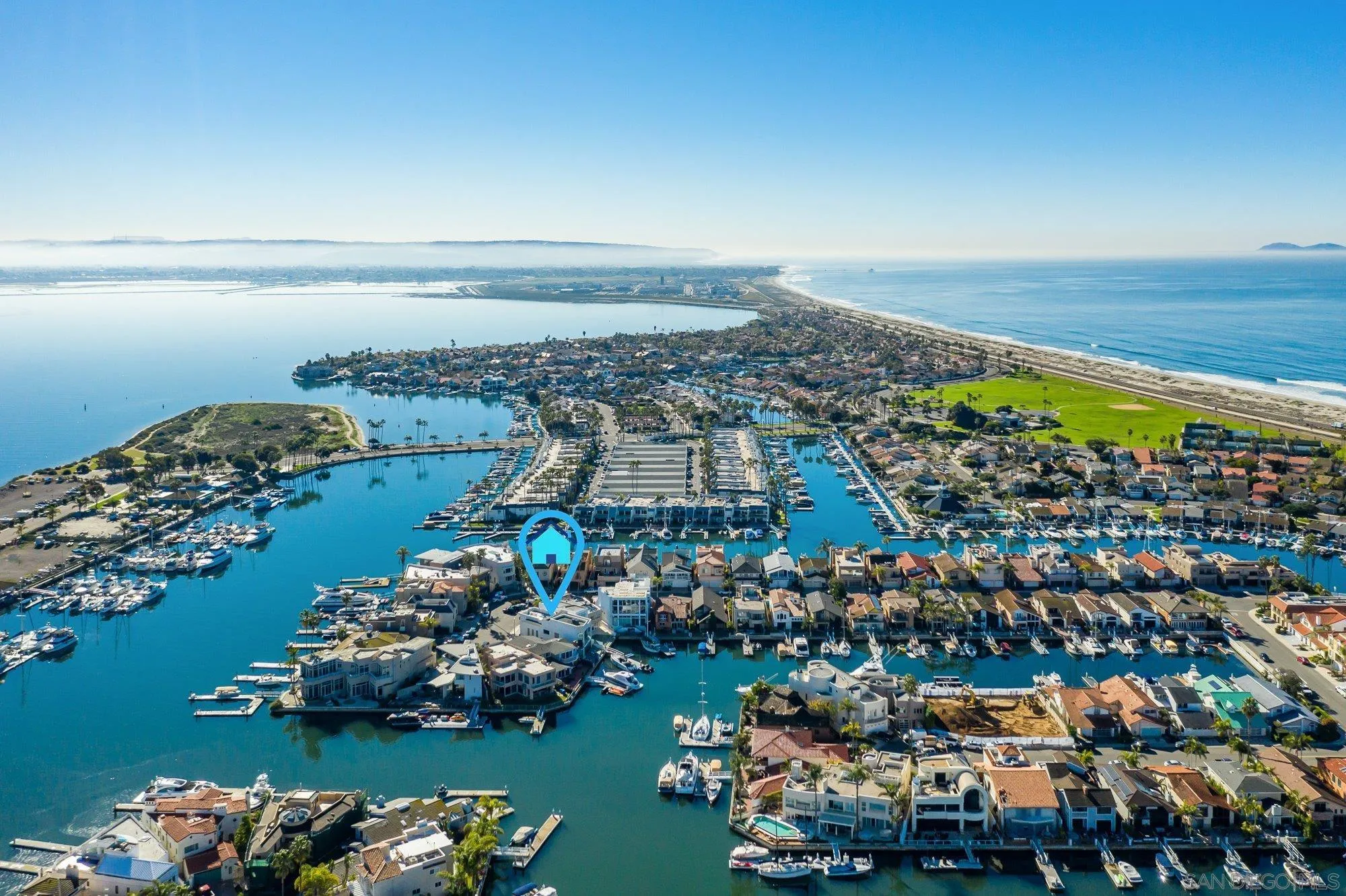 21 Green Turtle Road Coronado, CA 92118 - Photo 53 of 55 an aerial view of a houses with a lake view