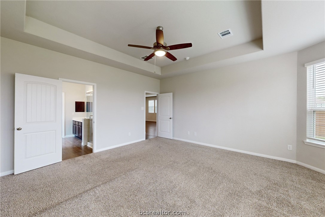 5764 Paseo Place Bryan, TX 77807 - Photo 11 of 35 Primary bedroom with an en suite bathroom and trey ceiling.