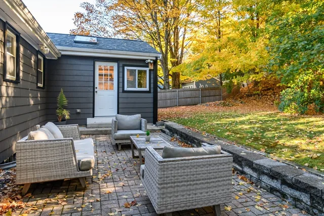 a patio with patio and outdoor seating