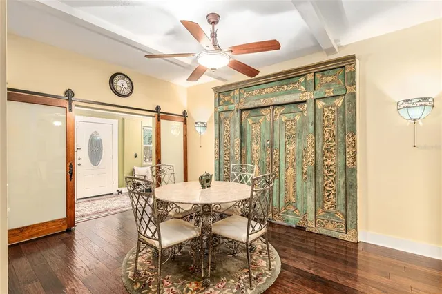 a kitchen with cabinets and appliances