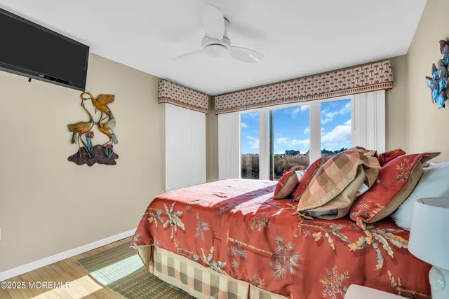 a view of a lake with a garden