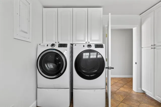 a view of a small space with wooden floor