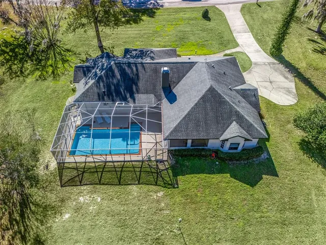 an aerial view of a house