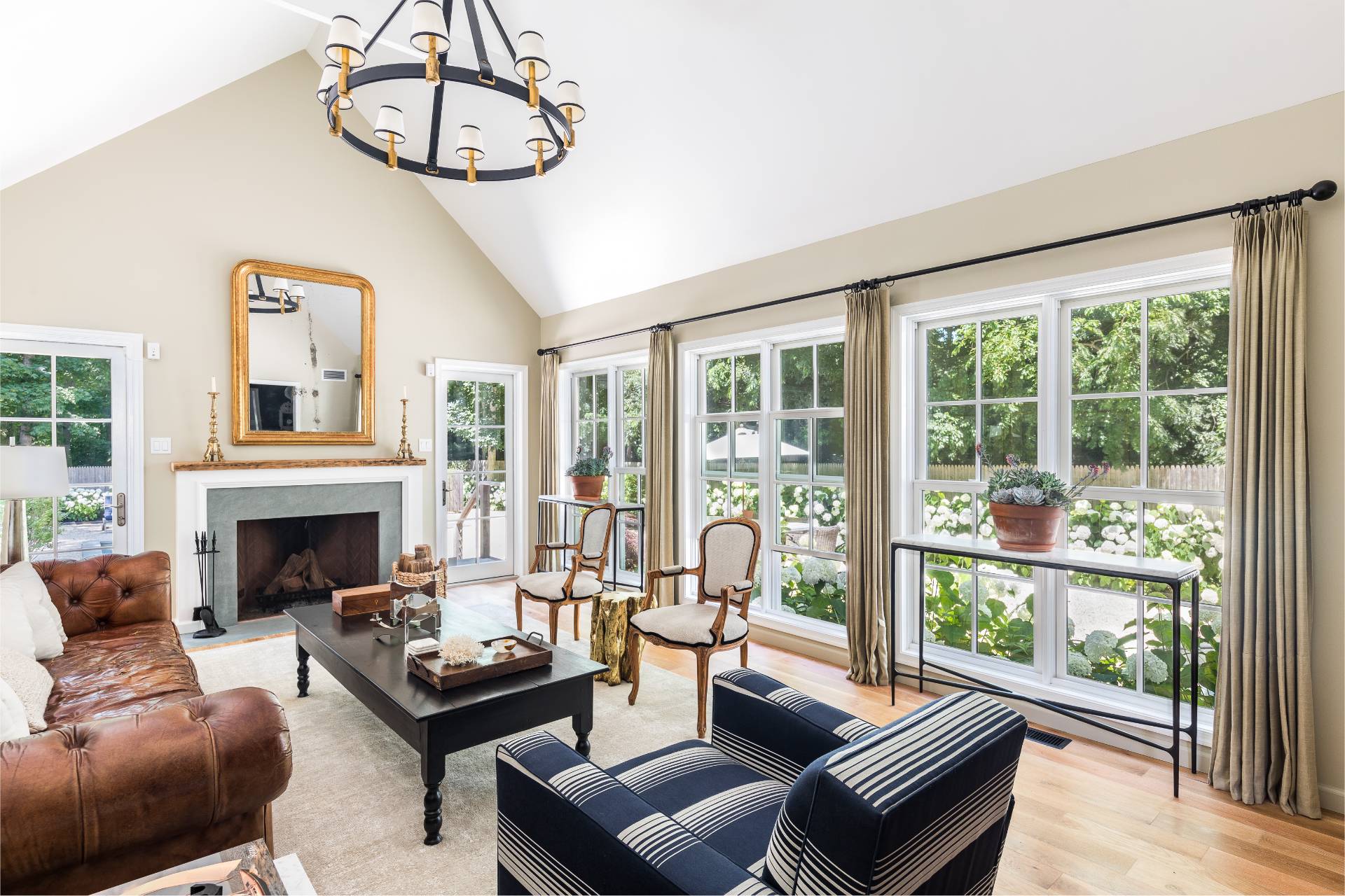 1253 Brick Kiln Road Sag Harbor, NY 11963 - Photo 21 of 31 a living room with furniture a fireplace and a floor to ceiling window