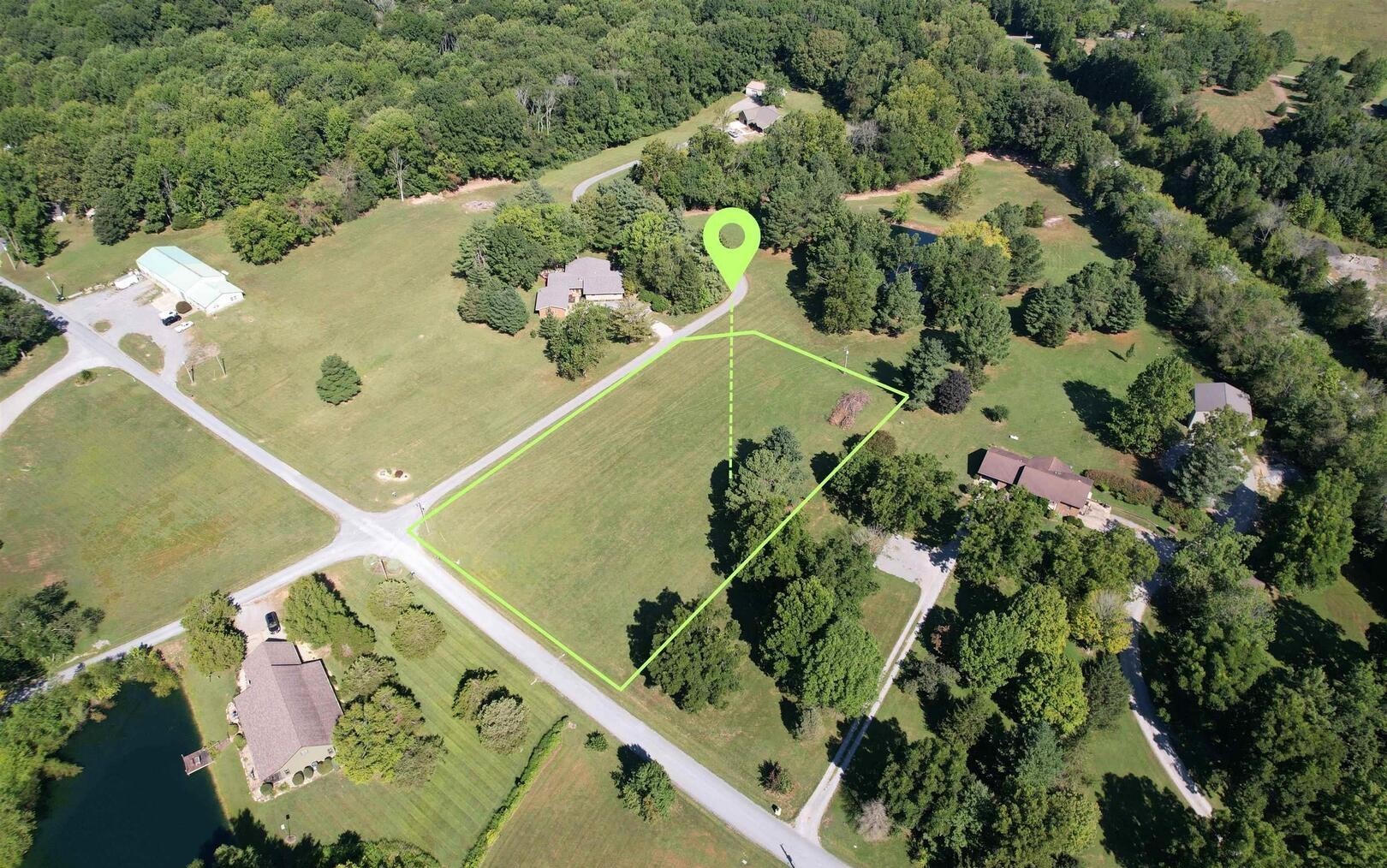 an aerial view of a house