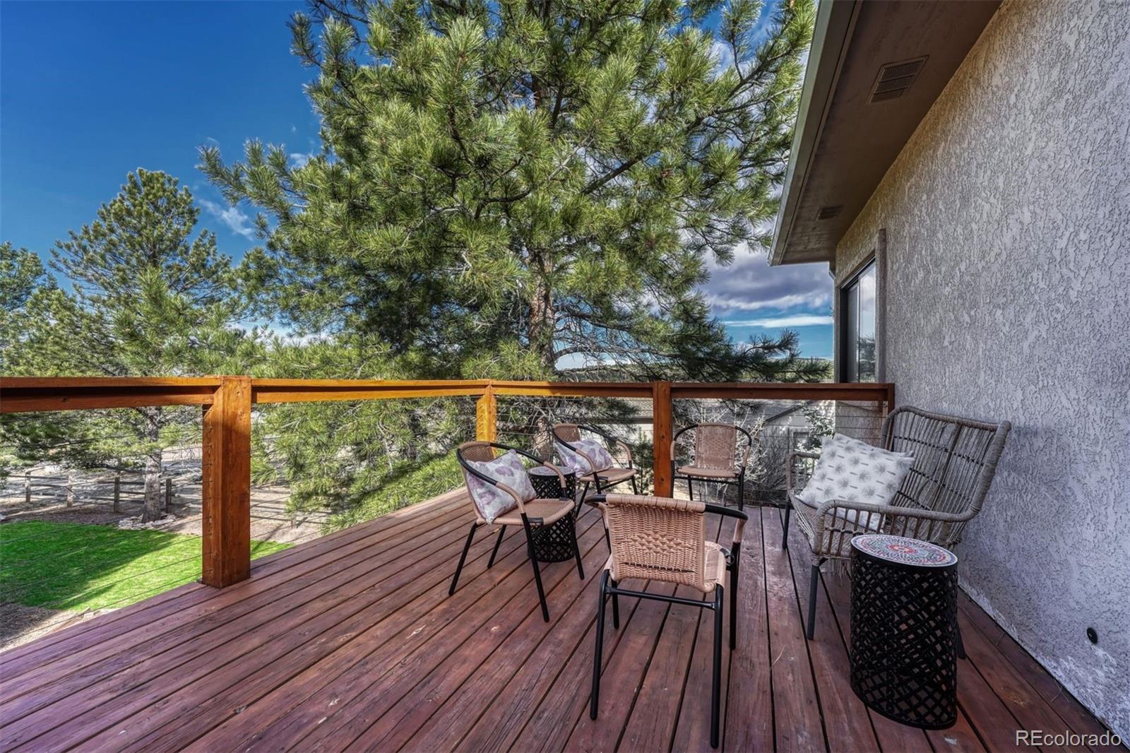 17870 New London Road Monument, CO 80132 - Photo 37 of 44 a view of a balcony with furniture and wooden floor