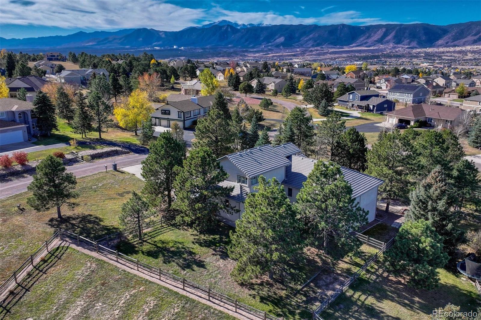 17870 New London Road Monument, CO 80132 - Photo 41 of 44 an aerial view of residential house with outdoor space and river