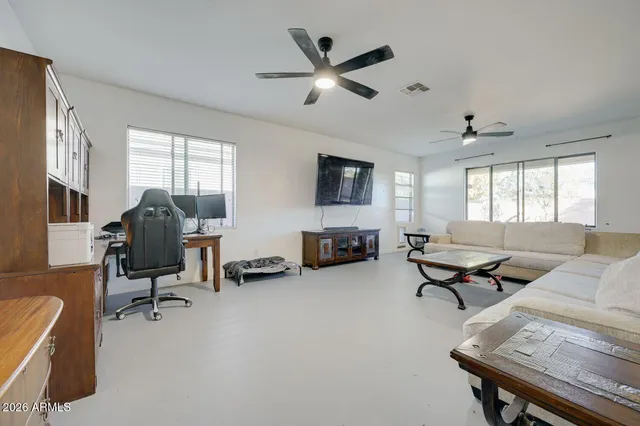 a living room with furniture