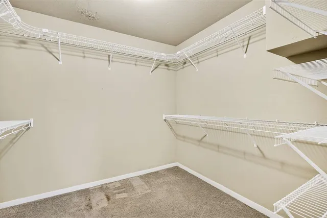 a view of a room with racks on the wall