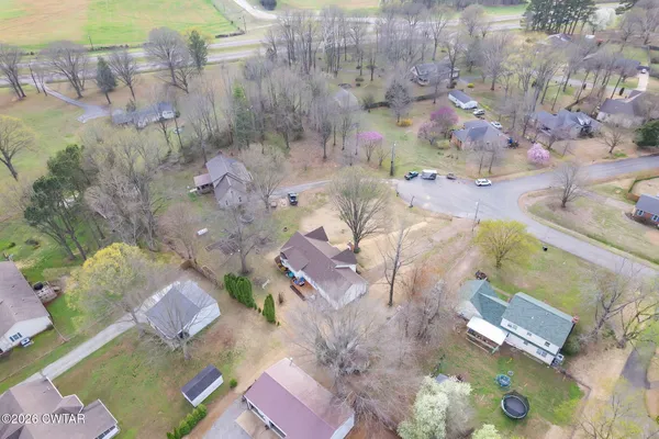 an aerial view of waterside residential houses