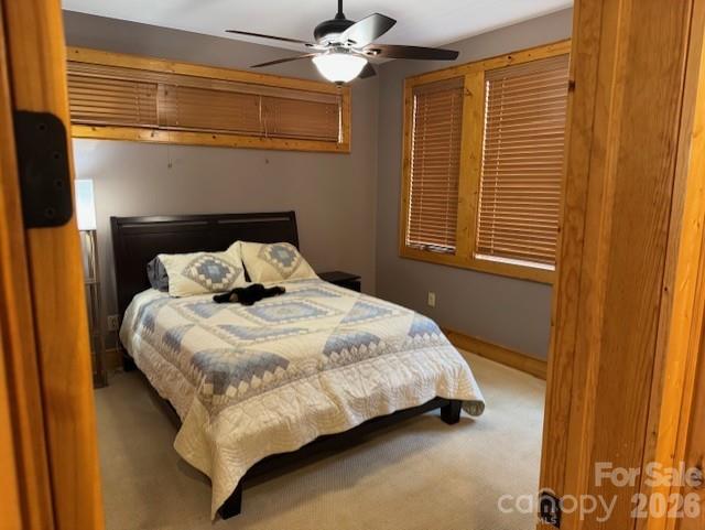 89 Springhouse Drive, Unit A4 Elk Park, NC 28622 - Photo 12 of 40 a bedroom with a bed and a chandelier