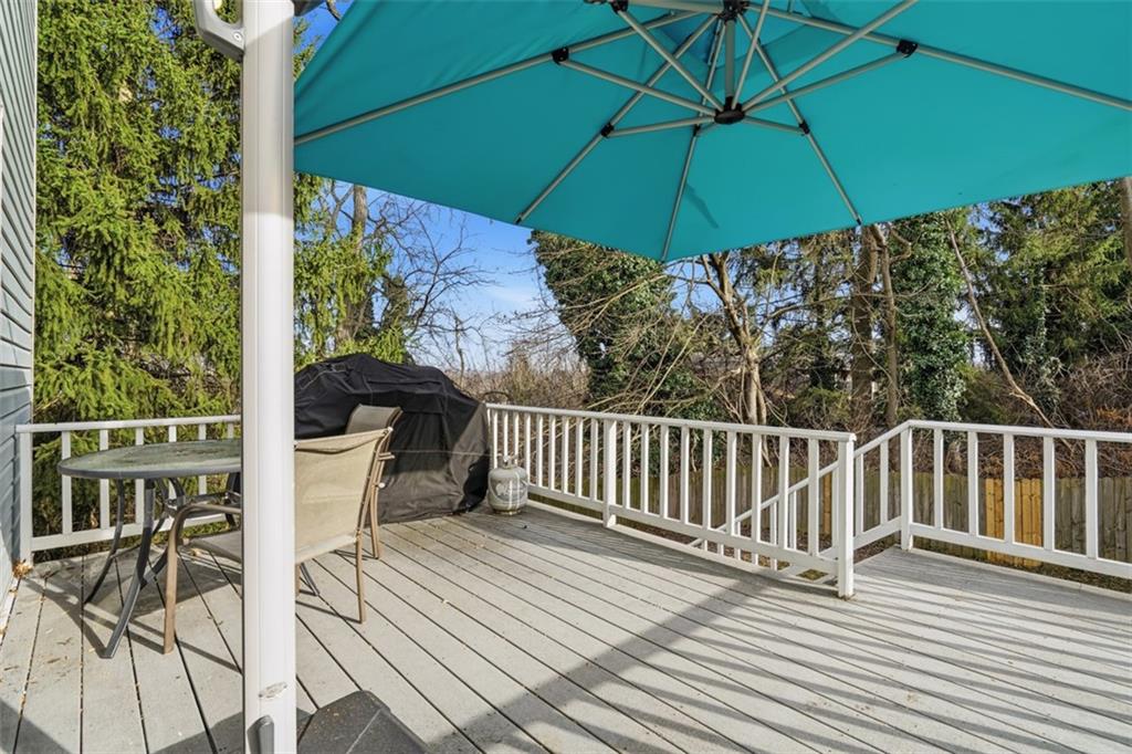 126 Leon Road Pittsburgh, PA 15220 - Photo 38 of 50 a view of balcony with wooden floor and umbrella