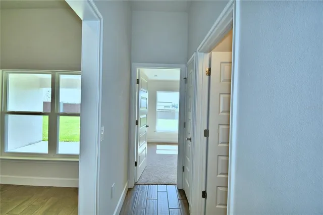 an empty room with windows