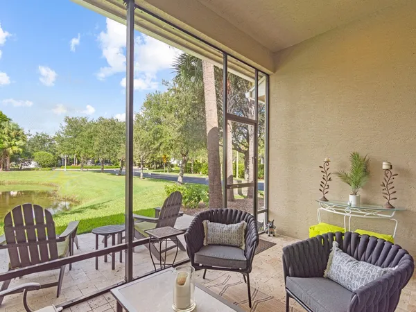 a building outdoor space with patio