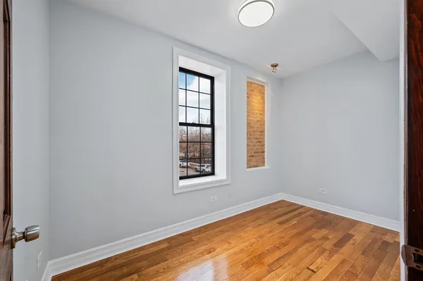 an empty room with windows