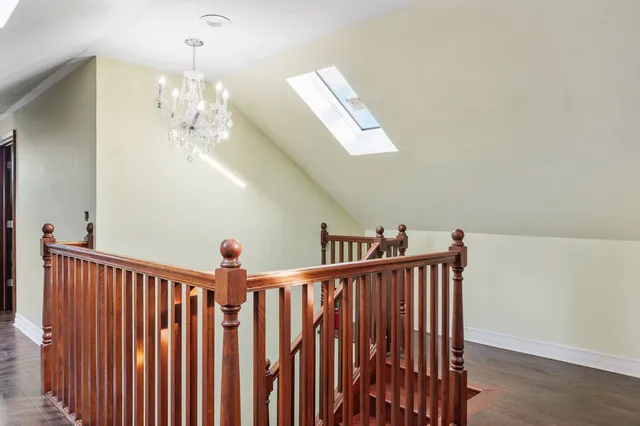 a view of a balcony with staircase