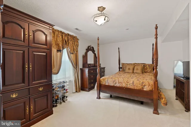 a bed room with a bed and a television