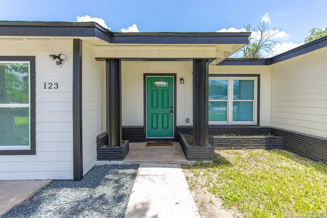 a view of a entryway door front of house