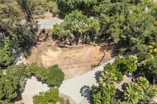 a view of a lake with large trees