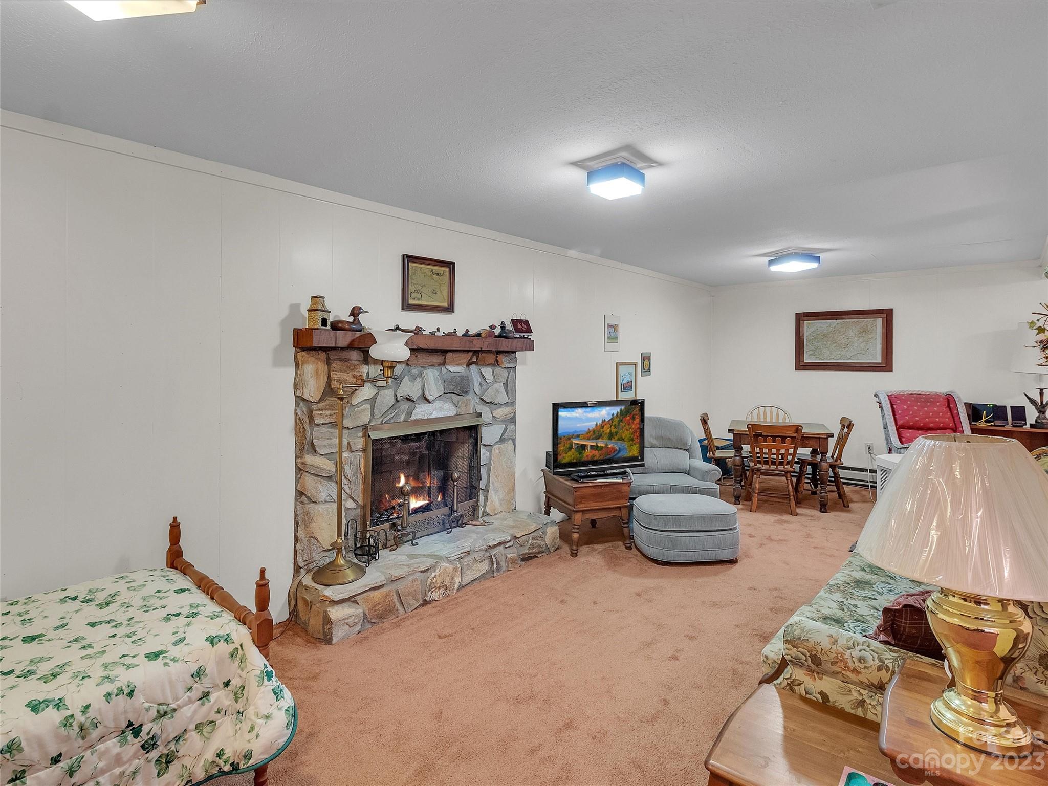645 Mouzon Road Waynesville, NC 28785 - Photo 31 of 40 a bedroom with furniture and a fireplace