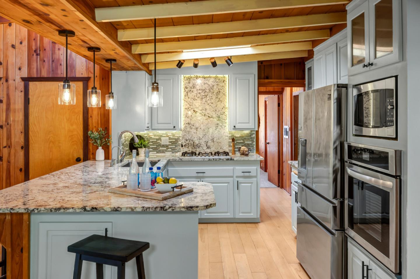 220 Lazy Woods Road Felton, CA 95018 - Photo 11 of 69 a kitchen with stainless steel appliances granite countertop a sink and a refrigerator