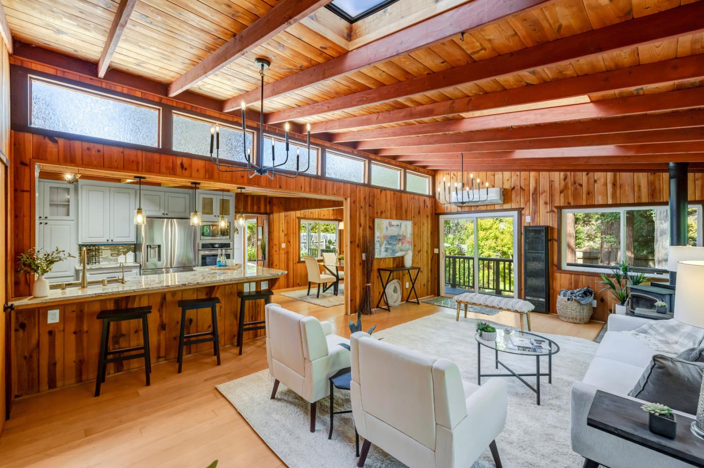 220 Lazy Woods Road Felton, CA 95018 - Photo 16 of 69 a view of a dining room with furniture window and outside view