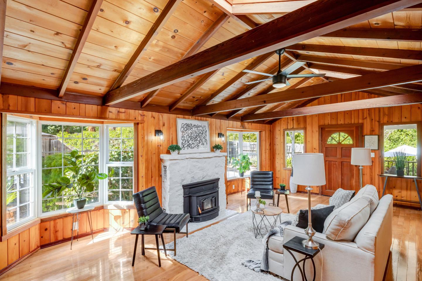 220 Lazy Woods Road Felton, CA 95018 - Photo 5 of 69 a living room with furniture a fireplace and a table